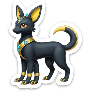 Black Dark Furry Fluffy Modern Futuristic Cyber-Umbreon-Salandit-Bastet-Anubis-fusion full body sticker