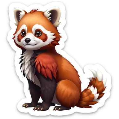 Red-Panda-Gryphon-Griffin-Griff-Avian-hybrid, full body, cute, realism, hyper-realistic  sticker