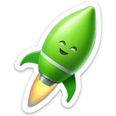 green apple on a rocket ship sticker