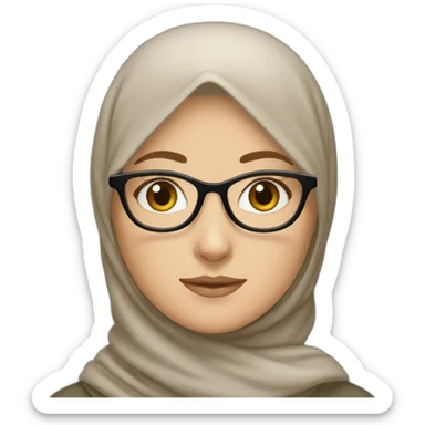 a white girl with hijab and glasses sticker