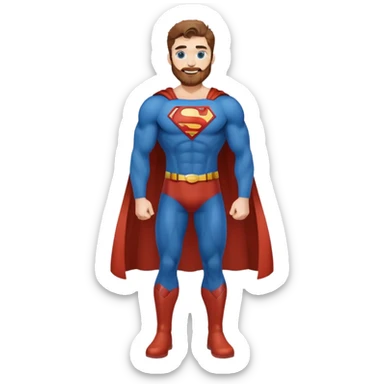 Full body Adult size Superman Blue Eyes Scruffy Redish and light Brown Beard Muscle happy sticker