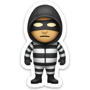 A thief in a mask and striped uniform sticker