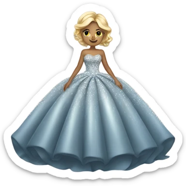 dress that looks like diamonds are coming up from the floor and engulfing a girl with dark blonde hair and mid skin luxurious ball gown x sticker