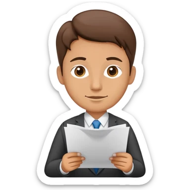 accountant with paper in hand, no glasses sticker