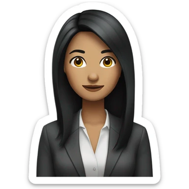 business woman long straight black hair sticker