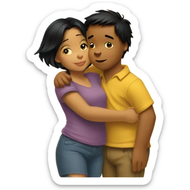 Winne the Pooh hugging girl who has black hair and gold hoop earrings  sticker