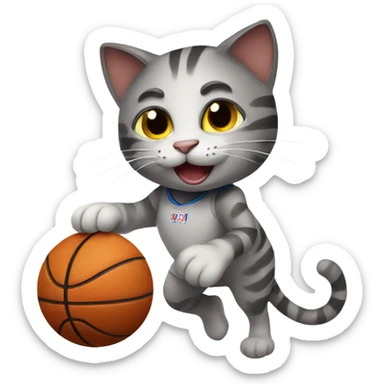 Cat playing basketball  sticker