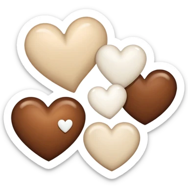 Una secuencia donde inicie un corazón de color café al lado de este un corazón de color beig y al lado de este un corazón de color blanco  sticker
