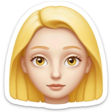 Create a high-quality iPhone-style emoji of a white person's face, with yellow eye cream clearly applied under both eyes, realistic shading and smooth gradient colors, cute rounded 3D cartoon style, subtle and natural facial expression, simple white background, high-resolution.
 sticker