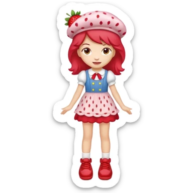 pretty and cute realistic modern day strawberry shortcake full body with red shoes emoji sticker