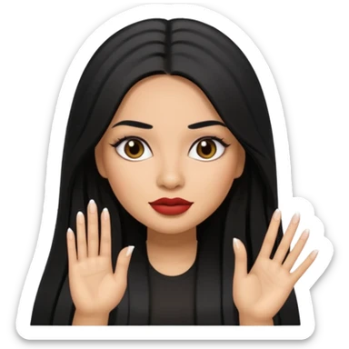 latina girl with straight long hair thats black memoji with nail no lipstick thats a baddie sticker