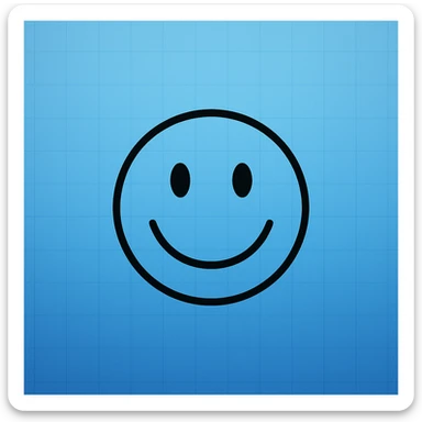 Frame 4: Background is mostly gradient, blue tint increasing, first faint grid lines appear, smiley face unchanged sticker
