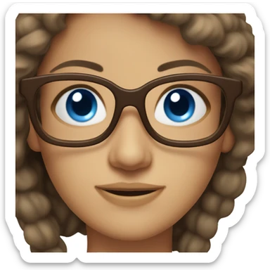 brown haired woman blue eyes glasses overwei sticker