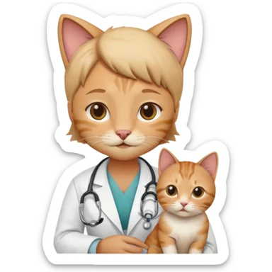 veterinarian examining a cat sticker