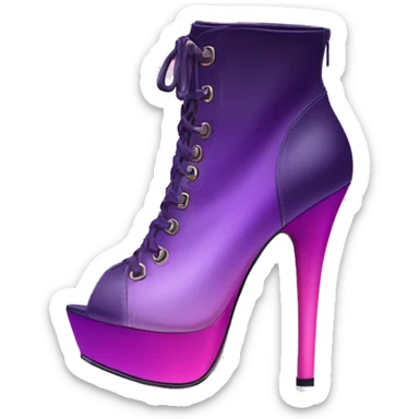 Realistic isolated top view of a pair of royal purple,pink,lavender magenta ombre peep toe high heel ankle bootie boots. sticker