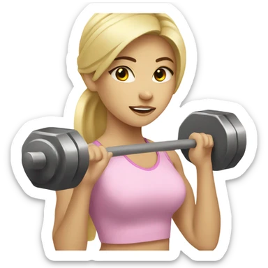 Beautiful Blonde Chinese girl lifting weights  sticker