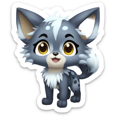 shiny, spotted, Kemono-style, Chibi, Anthro-Fur-Sona-Fakémon, Full Body sticker