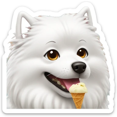 japanese spitz dog eating icecream sticker