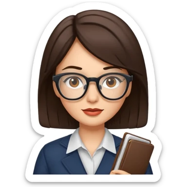 journalist brunette woman with glasses sticker