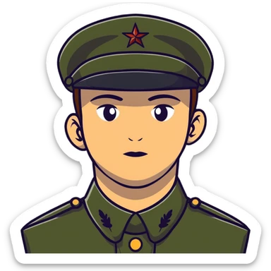 army soldier with formal military cap, front view portrait sticker