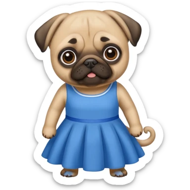 Pug realista com vestido azul sticker