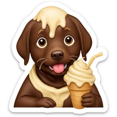 Chocolate lab eating gelato sticker