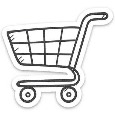 shopping cart icon, playful and sketchy sticker