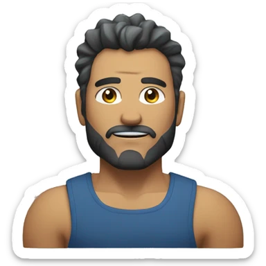 Mec musclé avec les cheveux bleu  sticker