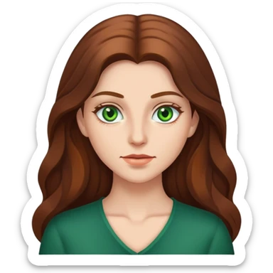Woman with long brown hair and green eyes sticker