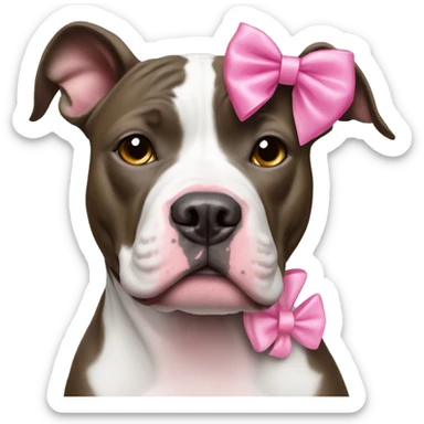 Black and White Pitbull with Pink Bow on Head sticker