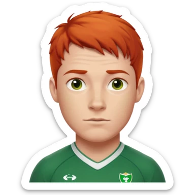 irish rugby player with very short red hair sticker