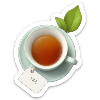 cup of tea with a tea bag tag sticker