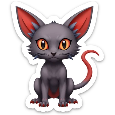 Noibat-Lykoi-Sphynx-Nargacuga-Litten-Torracat-fusion-Fakemon-Pokémon-creature  sticker