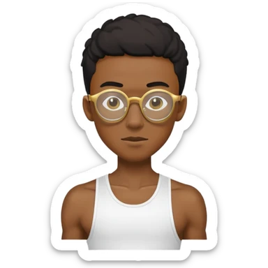 skinny black boy in gym outf with gold glassest sticker