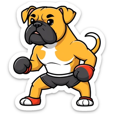 Blonde boxer, dog face with a slight underbite  under right sticker