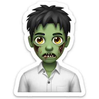 teen boy zombie with dark hair and white shirt sticker