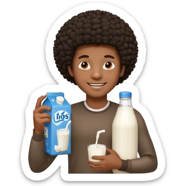 Make a black guy with Afro getting milk from store sticker