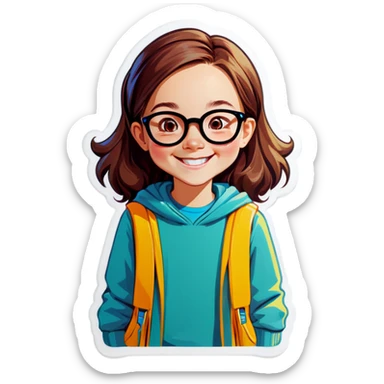 smiling girl with glasses sticker