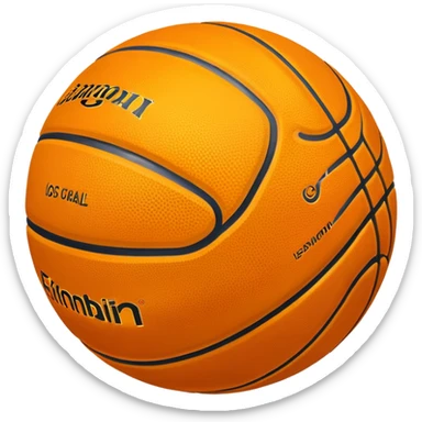 shiny golden basketball with orange seams, metallic gold material, reflective surface sticker