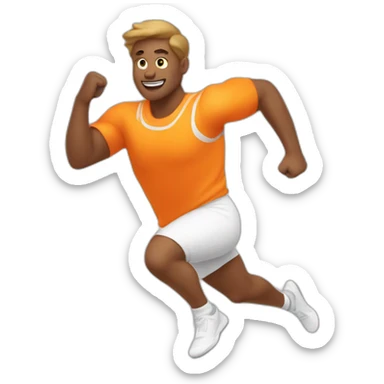 male athletic parcour athlete in orange white cloths, running sticker