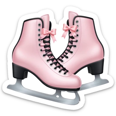 two pastel pink ice skates with bows sticker