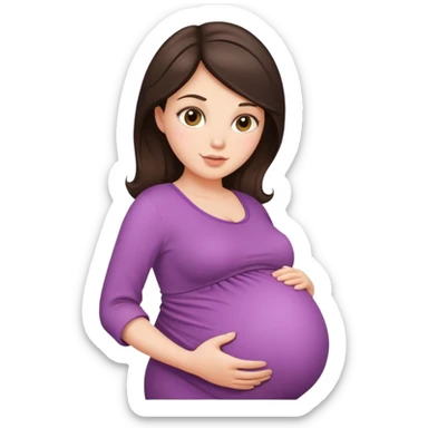 Beautiful brunette pregnant woman with baby bump sticker