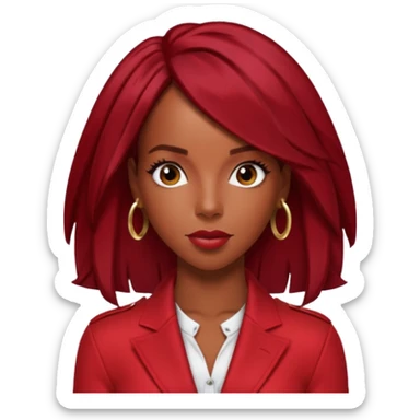 Kelly Rowland from Destiny's Child with dark red hair, red outfit sticker