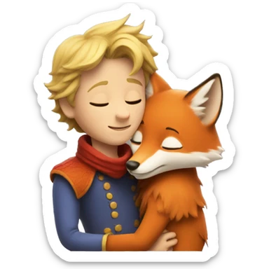 The little prince hugs the fox sticker