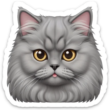 cinematic-adorable-big-eyed-fluffy-grey-persian-cat-portrait-emoji,-head-tilted-playfully-with-a-sweet-expression,-fluffy-grey-fur,-simplified-yet-irresistibly-cute-features-with-large,-expr sticker