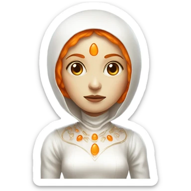 a orange alien woman full body in white Romanov dress sticker