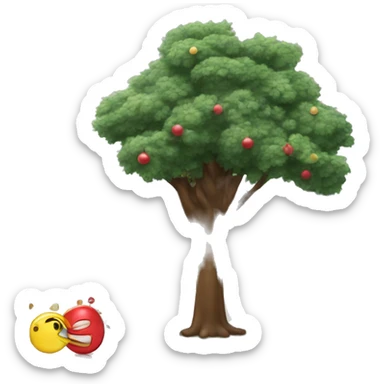 New Year's house and tree with garland sticker