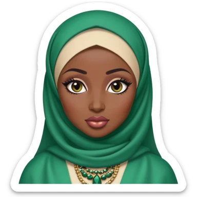 Nigerian, pretty lips, nigerian clothes, very dark skin, hijab, jewelry, pretty bratz baddie, black eyeliner sticker
