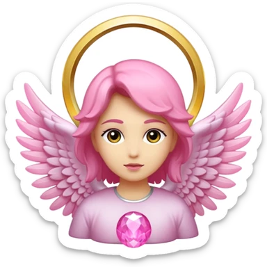 Alas de angel color rosa con un aro de luz rosado y aura rosado sticker