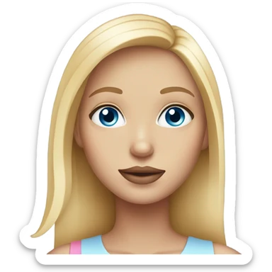 Blonde girl blue eyes and pinkish lips sticker